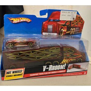 New in Box Hot Wheels 2009 V-RROOM! Transport Truck Plus HW Vehicle
